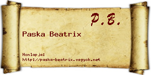 Paska Beatrix névjegykártya